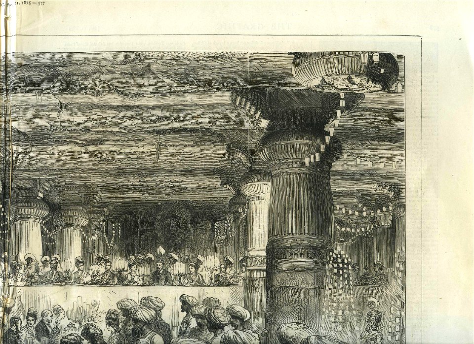 The Prince of Wales Dining in the Caves of Elephanta, Bombay, from a sketch by one of our special artists, from The Graphic, 1875 *upper right*