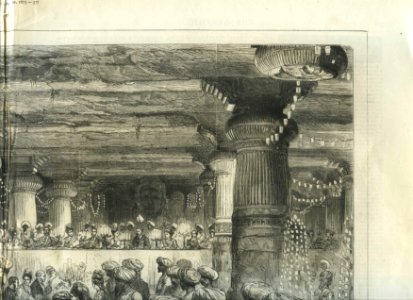 The Prince of Wales Dining in the Caves of Elephanta, Bombay, from a sketch by one of our special artists, from The Graphic, 1875 *upper right*