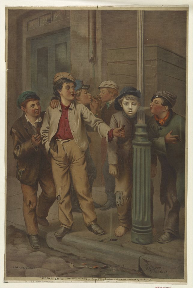 The First Cigar - after J.G. Brown by John Gast. LCCN2007680401