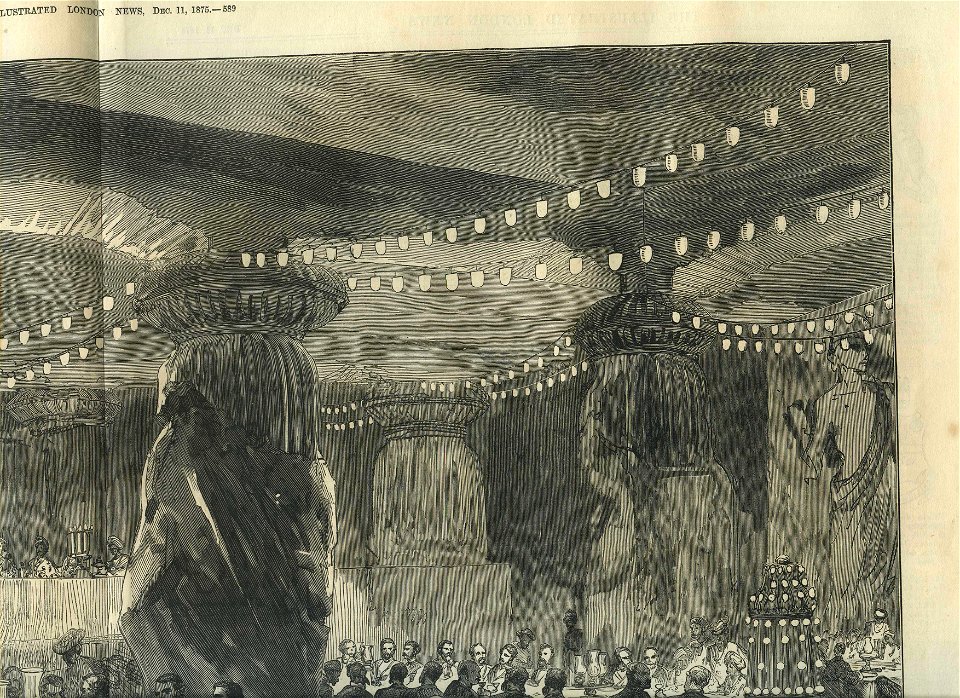 The Prince of Wales Lunching in the Caves of Elephanta, from a sketch by one of our special artists, from the Illustrated London News, 1875 upper right