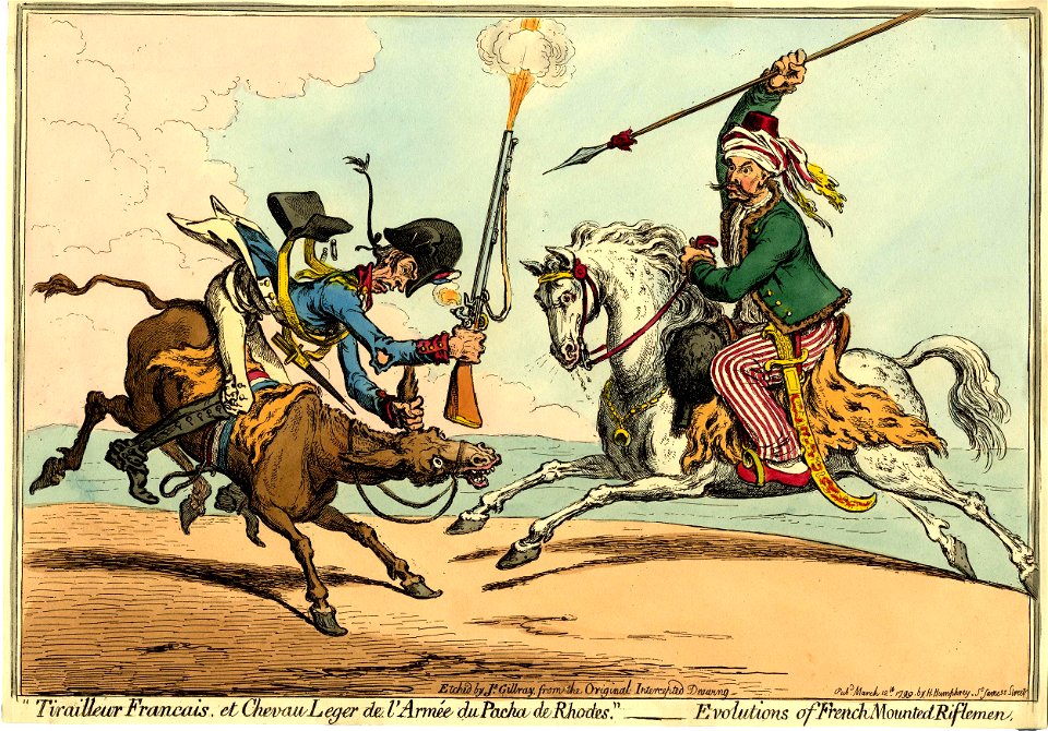 Tirailleur Francais, et Chevau Leger de l'Armée du Pacha de Rhodes-Evolutions of the French Mounted Riflemen' (BM 1868,0808.6831)