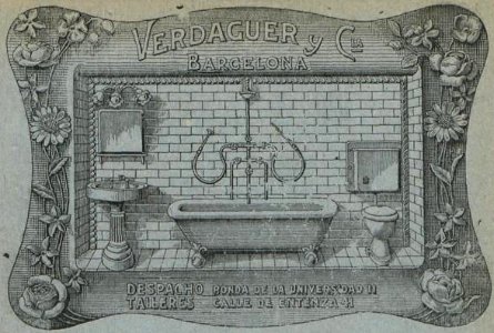 VERDAGUER Y CIA BARCELONA BATHROON FIXTURES AD IN 1915, de- Anuario de ferrocarriles españoles. 1915 (page 95 crop) (cropped)
