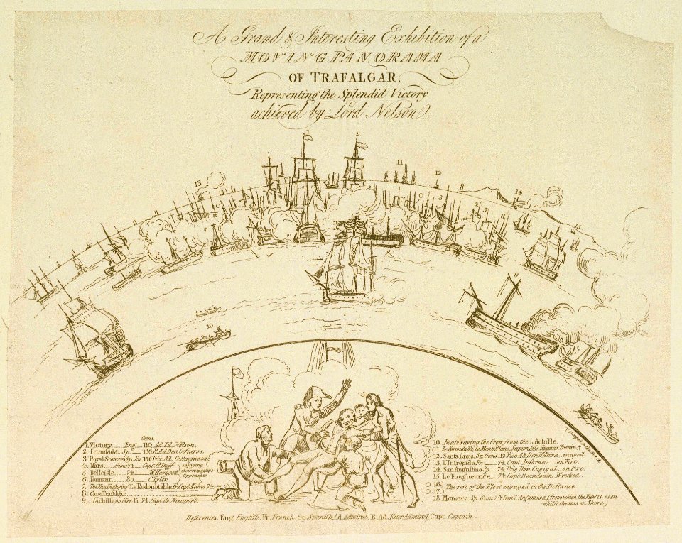 'A Grand and Interesting Exhibition of a Moving Panorama of Trafalgar Representing the Splendid Victory achieved by Lord Nelson' RMG PU5739