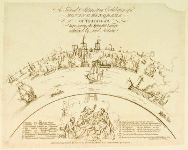 'A Grand and Interesting Exhibition of a Moving Panorama of Trafalgar Representing the Splendid Victory achieved by Lord Nelson' RMG PU5739