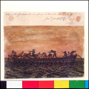 'A Launch of Spaniards weighing an Anchor at Teneriff, Jany 75' (Bray album) RMG PT2008