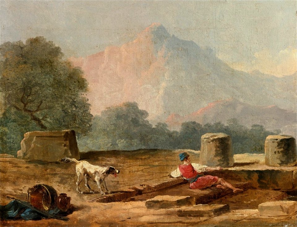 'A Boy and a Dog among Ruins' by Hubert Robert