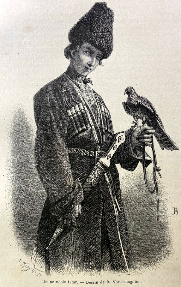 Young noble Tatar, drawing by Vasily Vereshchagin, Shusha, 1865