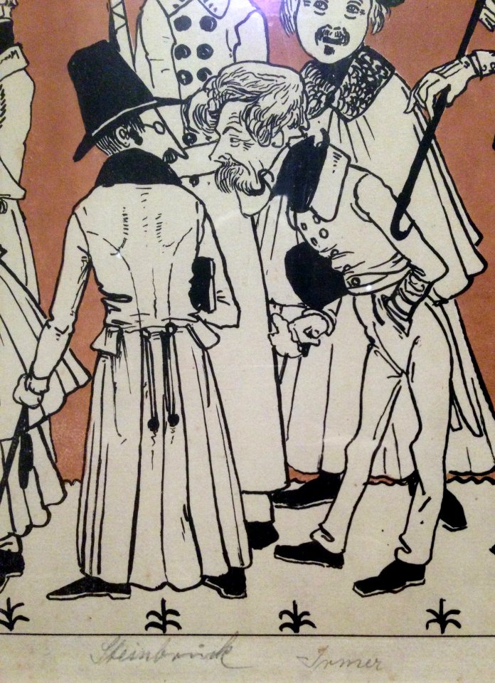 Zug der Düsseldorfer Künstler von 1837, Karikatur seiner malenden Zeitgenossen II, Andreas Achenbach – Ausschnitt Eduard Steinbrück