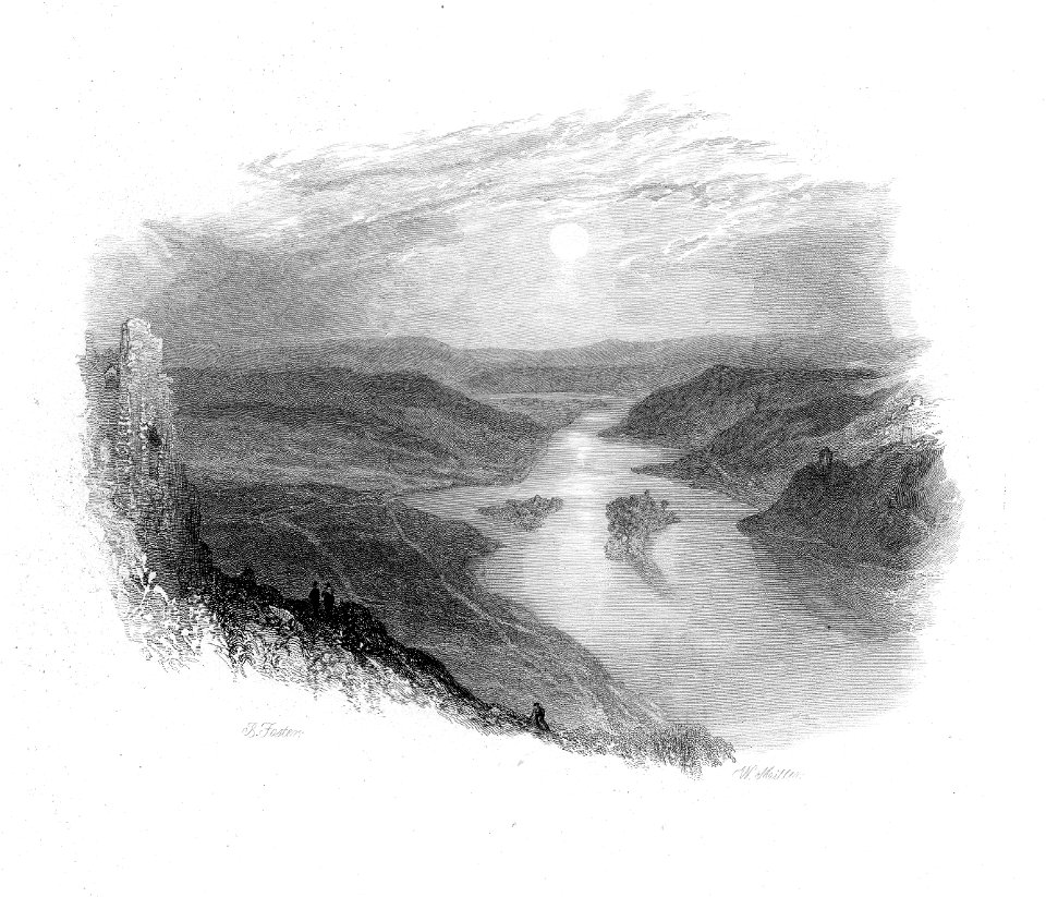 '- He gazed on the Rhine' engraving by William Miller after Birket Foster