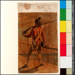 'A Centinel on the Pallas's gangway, Jany 1775' (Bray album) RMG PT2005