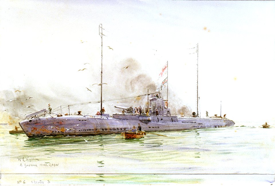 'A German Mine-Layer' ( 'U126') RMG PW1853