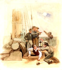 'A surprise'. Original illustration to Marryat's 'Poor Jack' (1840) RMG PW6070. Free illustration for personal and commercial use.