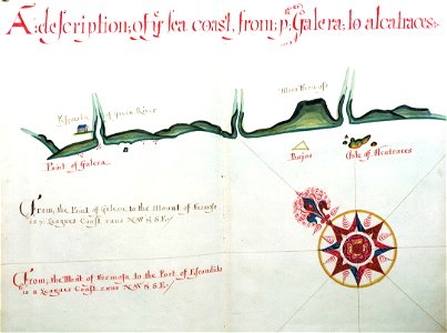 'A Waggoner of the South Sea describing the sea coast from Acapulco to Albermarle Isle, made by William Hack at the signe of great Britaine and Ireland in Wapping. Anno 1685'. RMG C4563 5