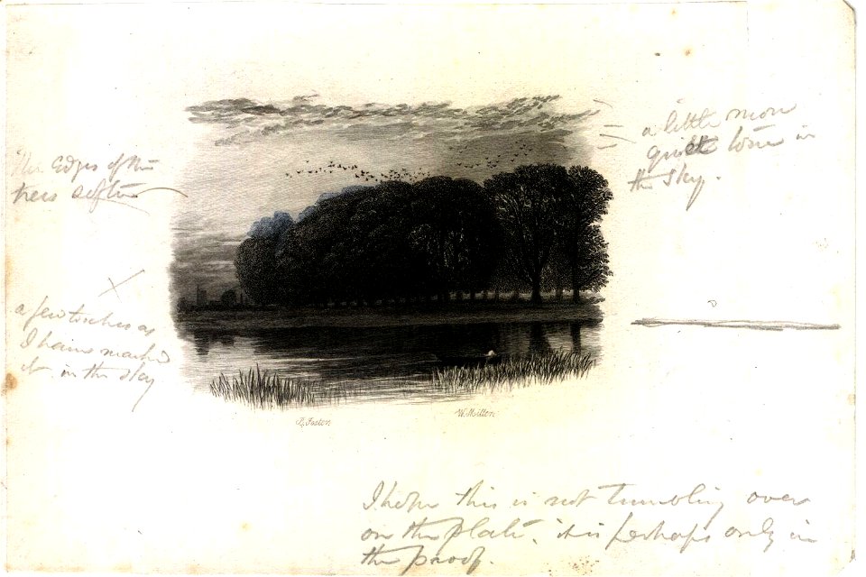 ''twas in a shady avenue' touched proof engraving by William Miller after Birket Foster