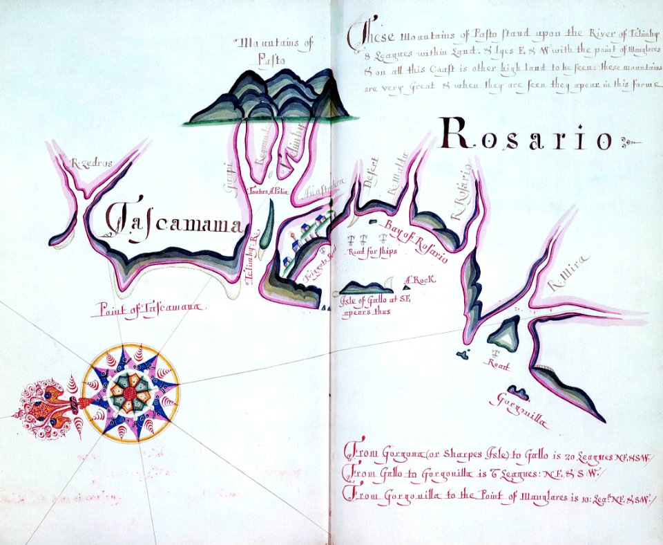 'A Waggoner of the South Sea describing the sea coast from Acapulco to Albermarle Isle, made by William Hack at the signe of great Britaine and Ireland in Wapping. Anno 1685'. RMG C4563 58