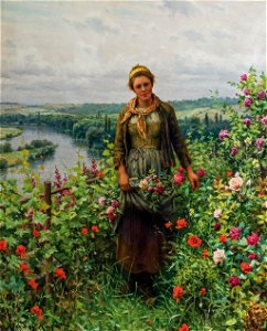 'A Maid in Her Garden' by Daniel Ridgway Knight
