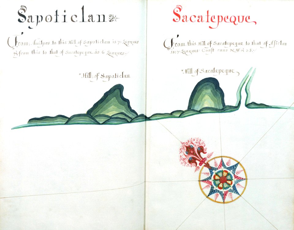 'A Waggoner of the South Sea describing the sea coast from Acapulco to Albermarle Isle, made by William Hack at the signe of great Britaine and Ireland in Wapping. Anno 1685'. RMG C4563 17