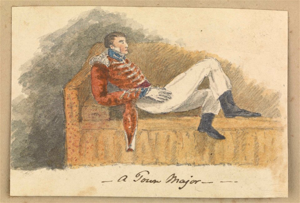 'A Town Major' - a soldier in uniform lounging on a sofa RMG PZ4297