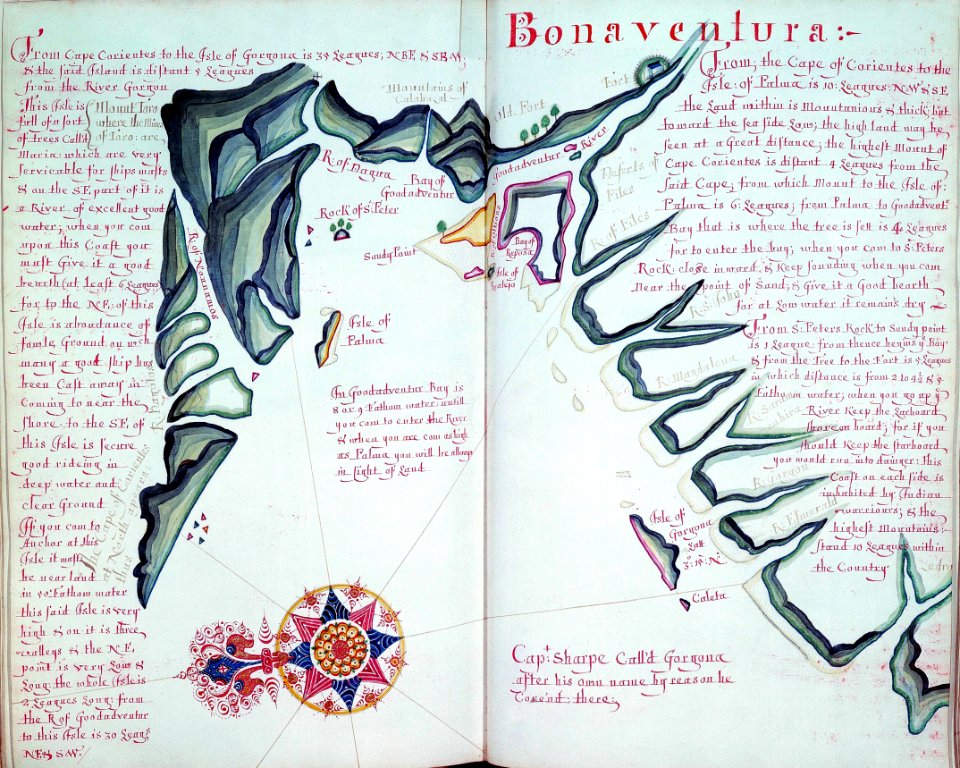 'A Waggoner of the South Sea describing the sea coast from Acapulco to Albermarle Isle, made by William Hack at the signe of great Britaine and Ireland in Wapping. Anno 1685'. RMG C4563 57