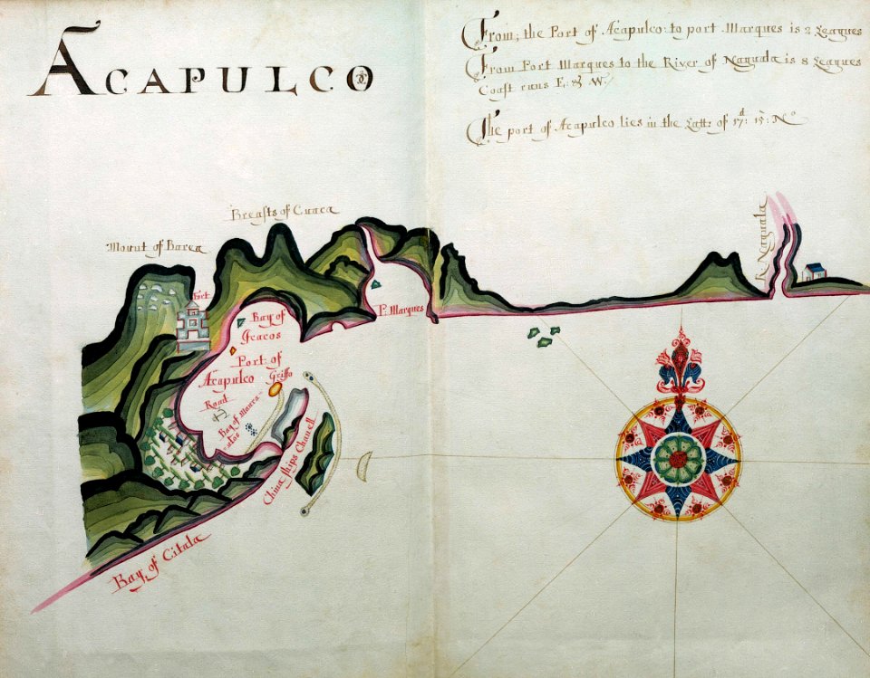 'A Waggoner of the South Sea describing the sea coast from Acapulco to Albermarle Isle, made by William Hack at the signe of great Britaine and Ireland in Wapping. Anno 1685'. RMG C4563 2