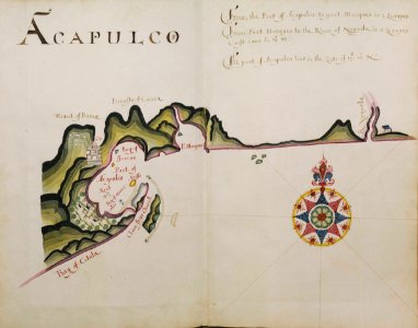 'A Waggoner of the South Sea describing the sea coast from Acapulco to Albermarle Isle, made by William Hack at the signe of great Britaine and Ireland in Wapping. Anno 1685'. RMG C4563-2