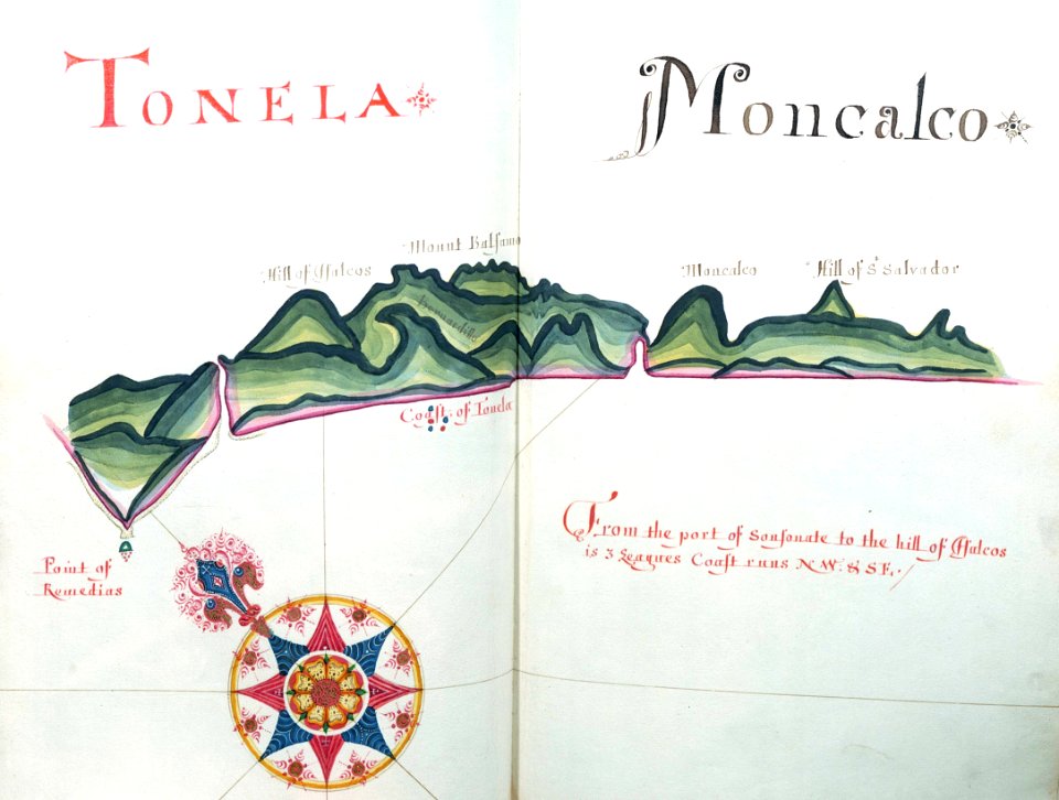 'A Waggoner of the South Sea describing the sea coast from Acapulco to Albermarle Isle, made by William Hack at the signe of great Britaine and Ireland in Wapping. Anno 1685'. RMG C4563 22
