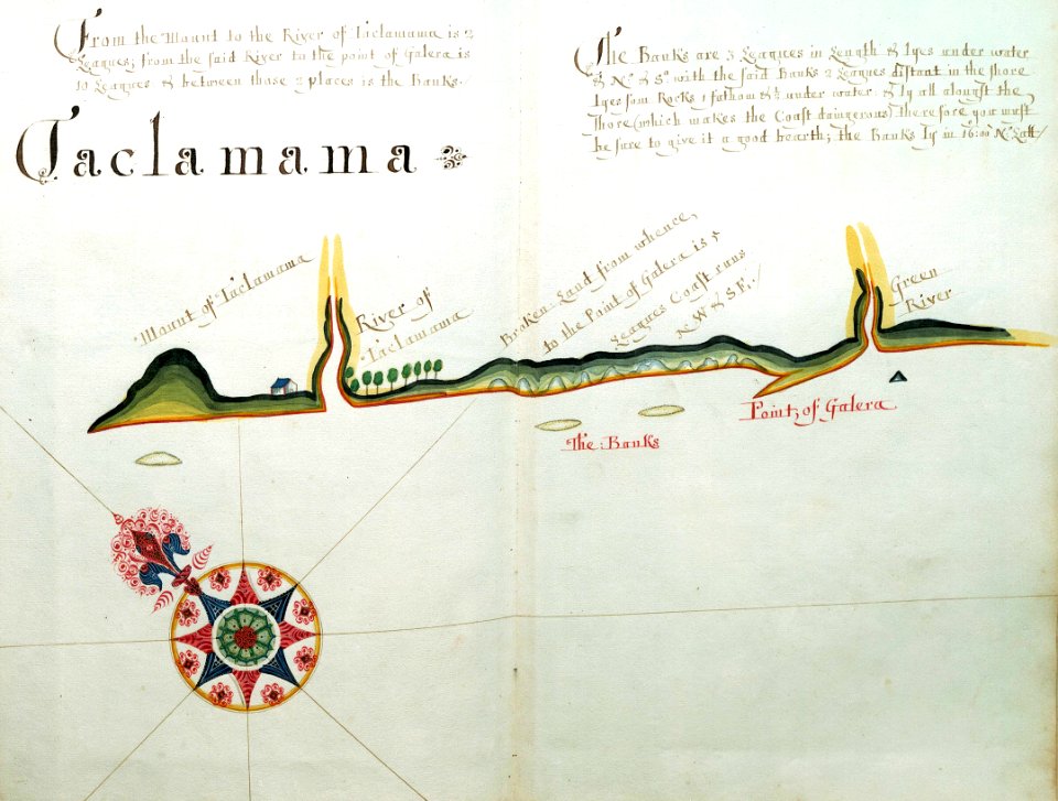 'A Waggoner of the South Sea describing the sea coast from Acapulco to Albermarle Isle, made by William Hack at the signe of great Britaine and Ireland in Wapping. Anno 1685'. RMG C4563 4