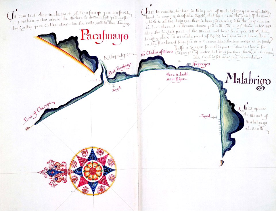 'A Waggoner of the South Sea describing the sea coast from Acapulco to Albermarle Isle, made by William Hack at the signe of great Britaine and Ireland in Wapping. Anno 1685'. RMG C4563 80
