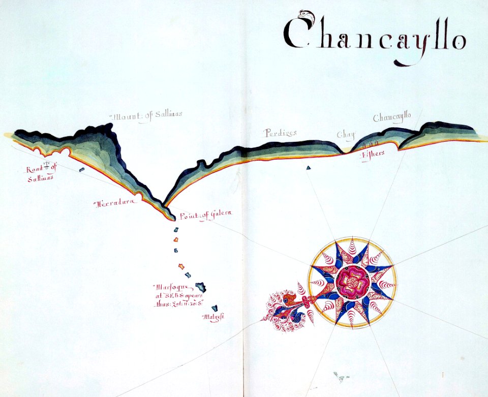 'A Waggoner of the South Sea describing the sea coast from Acapulco to Albermarle Isle, made by William Hack at the signe of great Britaine and Ireland in Wapping. Anno 1685'. RMG C4563 95