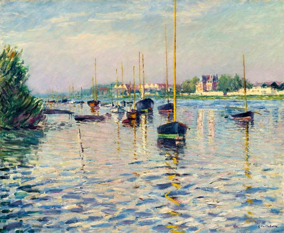 'Bateaux au mouillage sur la Seine à Argenteuil' by Gustave Caillebotte, 1892