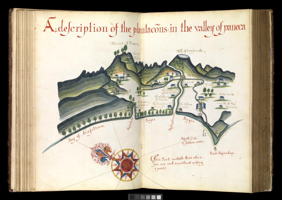 'A Waggoner of the South Sea describing the sea coast from Acapulco to Albermarle Isle, made by William Hack at the signe of great Britaine and Ireland in Wapping. Anno 1685'. RMG L7510-002