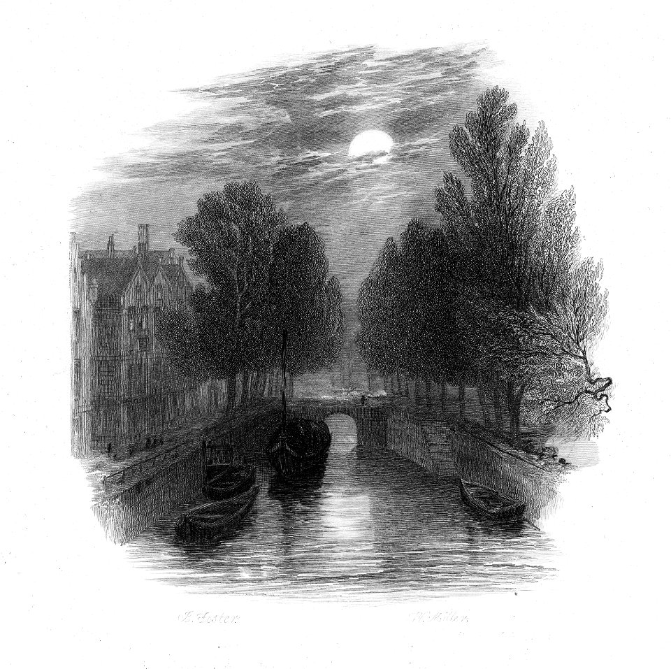 'Before me lie dark waters' engraving by William Miller after Birket Foster