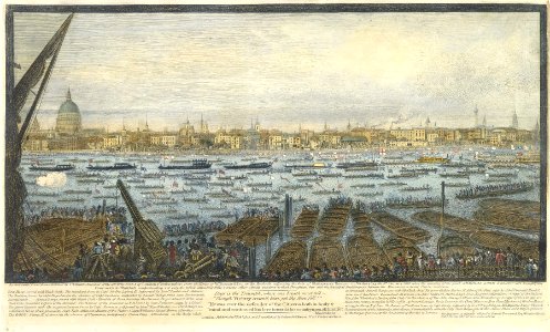 'An accurate view - of London and Westminster - on Wednesday 8th January 1806 - when the remains of the Great Admiral Lord Nelson were brought from Greenwich to Whitehall' RMG PX6706