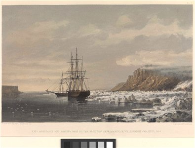 'Assistance' and 'Pioneer' fast to the Floe, off Cape Majendie, Wellington Channel, 1853 Plate V RMG PW8117