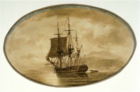 'Britannia' getting underway; illustration to Falconer's 'The Shipwreck' (1811 ed., f.p.xlvi) RMG PW5914