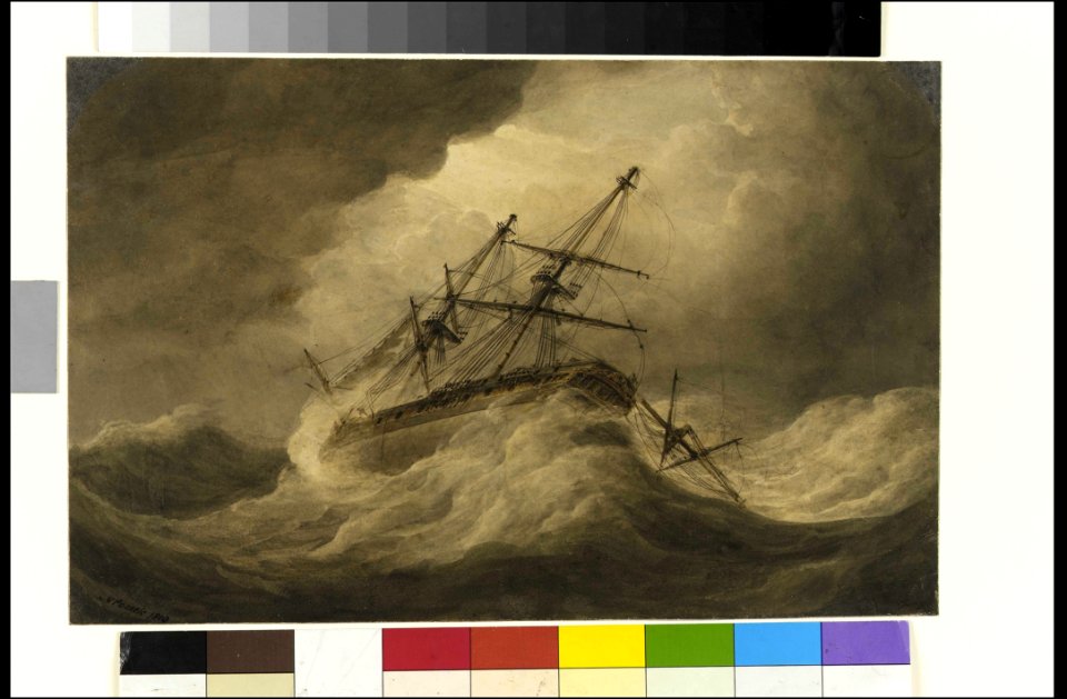 'Attempt to Veer'; illustration to Falconer's 'The Shipwreck' (1811 ed., f. p. 101) RMG PW5919