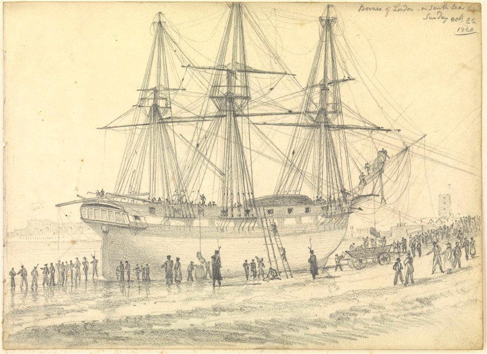 'Borneo' of London on Southsea beach, 22 October 1820 RMG PZ0920