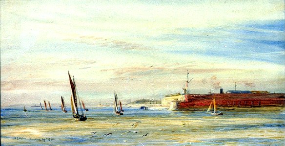 'Christmas Day 1916'; yachts leaving Portsmouth Harbour RMG PW1012