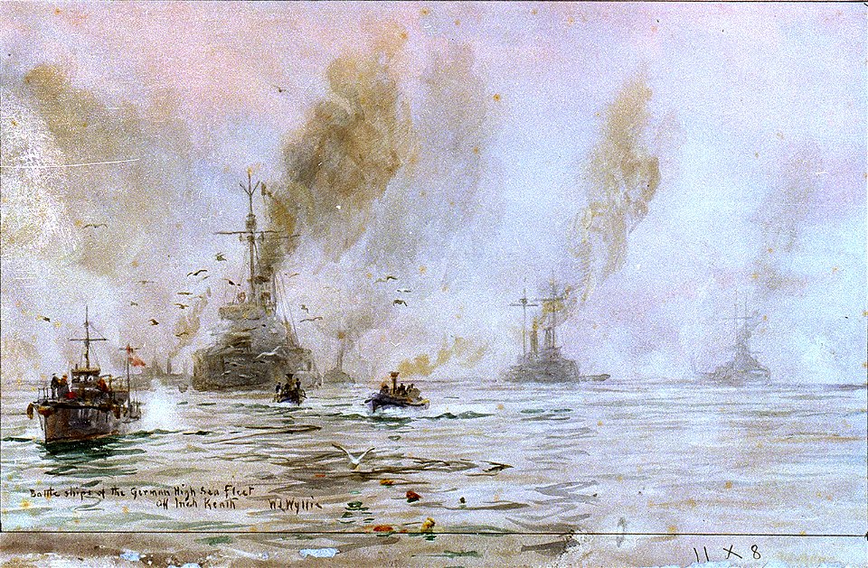'Battle ships of German High Seas Fleet off Inch Keith' RMG PW1758