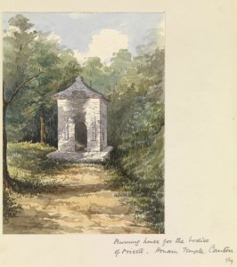 'Burning house for the bodies of Priests, Honam Temple, Canton' (Guangzhou, China) RMG PT2082