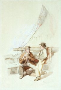 'Bramble and Jack carried into a French port'. Original illustration to Marryat's 'Poor Jack' (1840) RMG PW6069