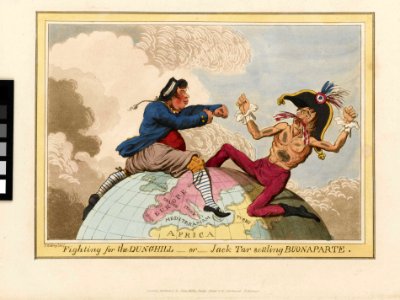'Fighting for the Dunghill, or, Jack Tar Setting Buonaparte. (caricature)' RMG PU4792