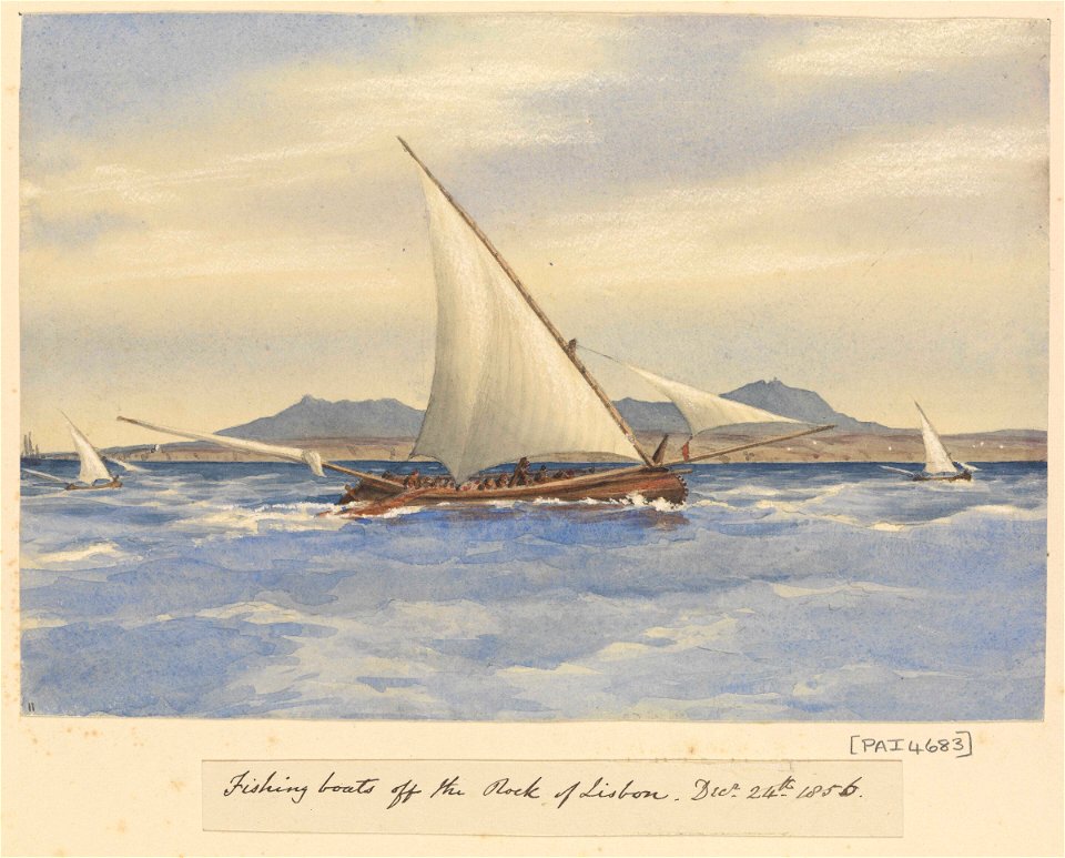 'Fishing boats off the Rock of Lisbon, Decr 24th 1856' (Portugal) RMG PZ4683
