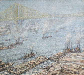 'East River, New York, Winter (from Brooklyn Bridge)' by Frederick Usher De Voll, c. 1915