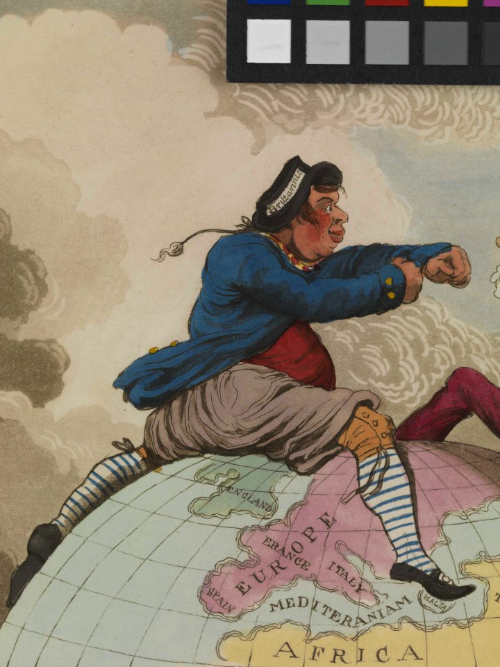 'Fighting for the Dunghill, or, Jack Tar Setting Buonaparte. (caricature)' RMG PU4792-002