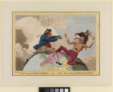 'Fighting for the Dunghill, or, Jack Tar Setting Buonaparte. (caricature)' RMG PU4792-001