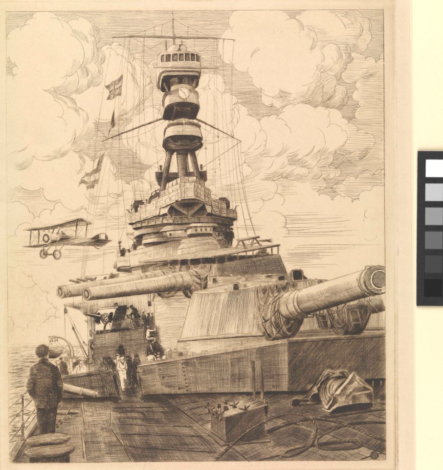 'H.M.S. Repulse The First Flight from a Turret, October 1917' RMG PW8197