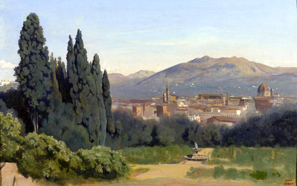 'Florence, Vue prise des Jardins Boboli' by Camille Corot, 1834