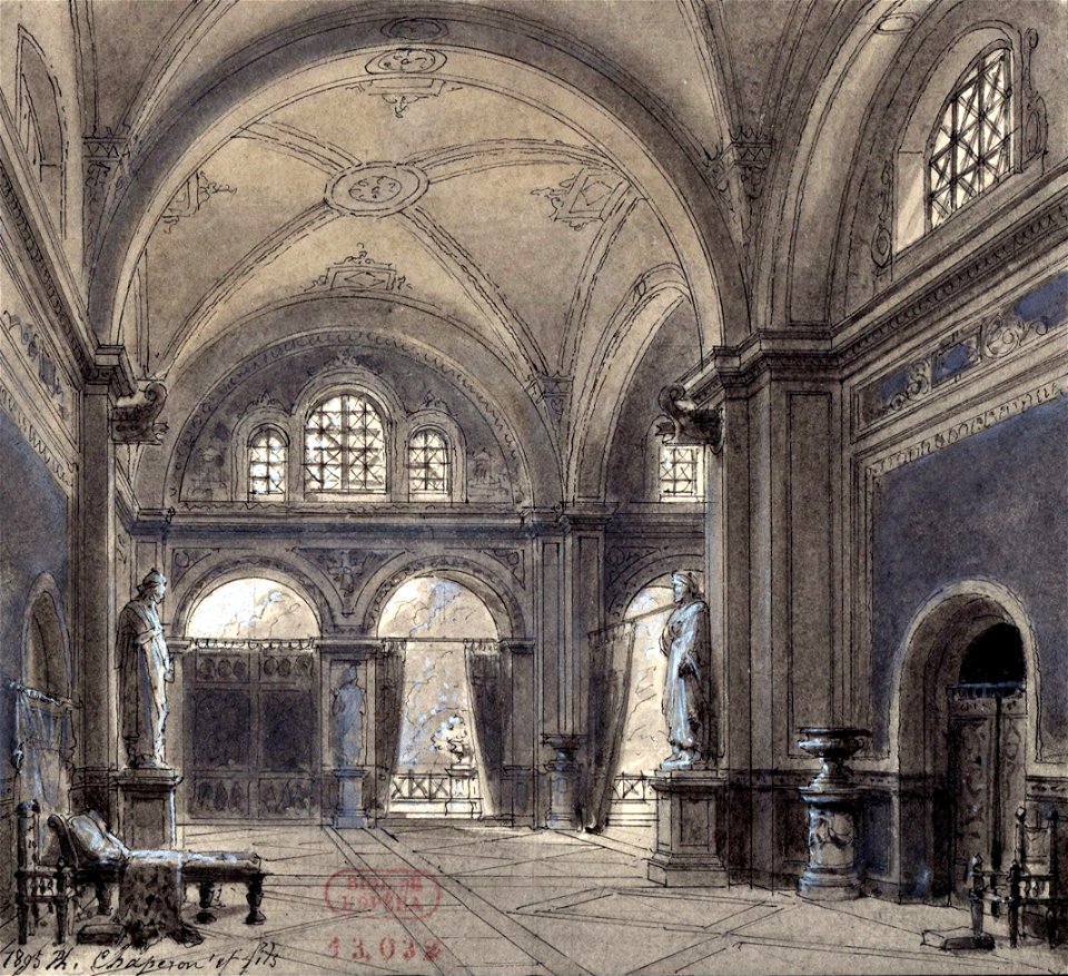 'Frédégonde', Set design by Philippe Chaperon and Émile Chaperon for Act1 – Gallica 2008 (adjusted)