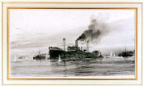 'Gallipoli- River Clyde Pushing in for V Beach', in the Dardanelles, 1915 RMG PW2078